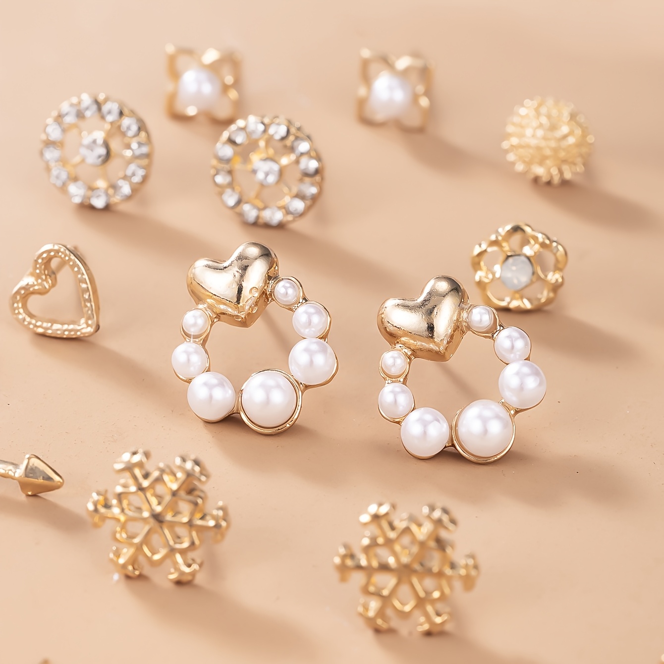 30 Pairs Stylish Stud Earrings Set, Heart & Butterfly Designs